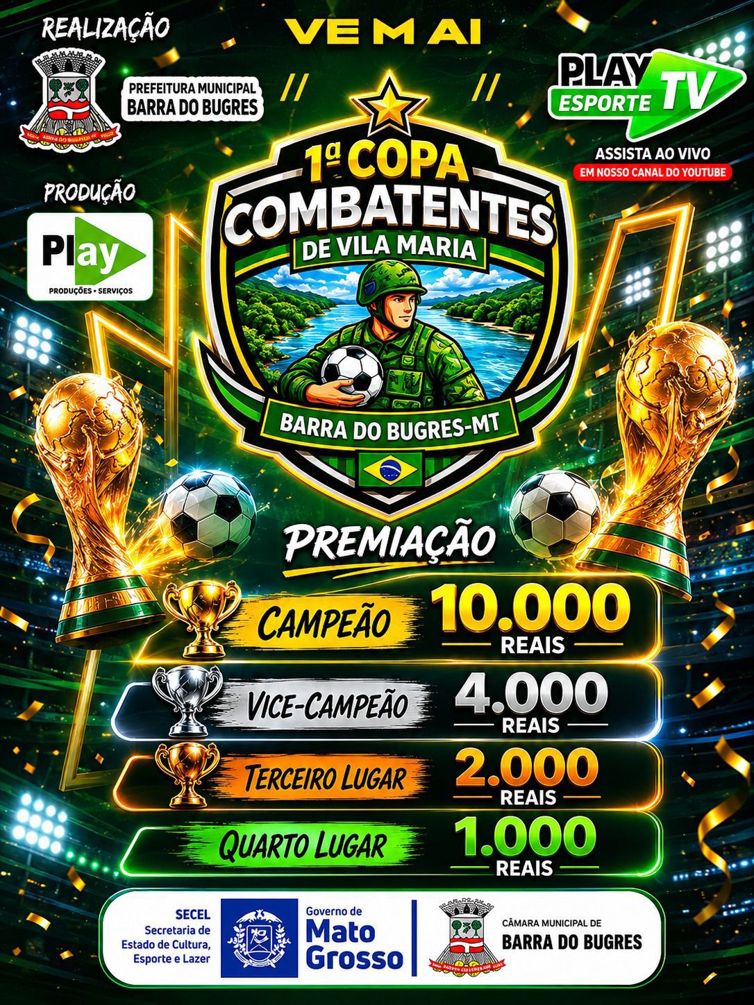 A 1ª Copa de Futebol Society Batalha ‘Os Combatentes de Vila Maria’, acontecerá de 04 a 12 de junho
